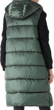 Load image into Gallery viewer, Winter Green Hooded Puffer Style Sleeveless Vest Coat