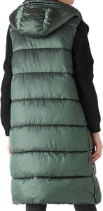 Winter Green Hooded Puffer Style Sleeveless Vest Coat