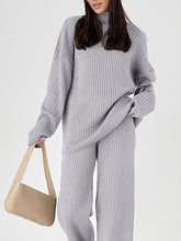 Load image into Gallery viewer, Buttery Soft Turtleneck Grey Knit Long Sleeve Pullover Long Sleeve Top &amp; Pants Set