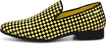 Load image into Gallery viewer, Men&#39;s Formal Yellow &amp; Black Checkered Loafer Dress Shoes