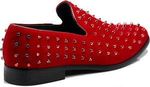 Men's Red Velvet Rhinestone Studded Designer Shoes