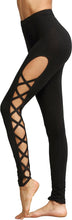 Load image into Gallery viewer, High Waist Black Cut Out Stretch Leggings