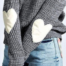 Load image into Gallery viewer, Light Grey Hearts Knit Long Sleeve Sweater Top