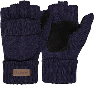 Soft Winter Knit Dark Grey Fingerless Glove Mittens