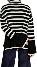 Load image into Gallery viewer, Fall Chic Striped Turtleneck Long Sleeve Black Sweater