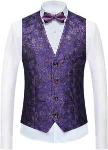Men's Luxe Purple Floral 4pc Blazer & Pants Formal Suit