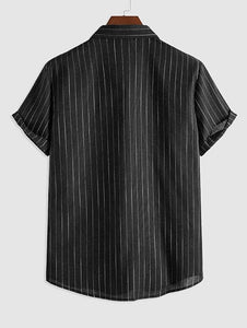 Men's Summer Floral Printed Short Sleeve A-Black Shirt
