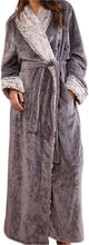 Load image into Gallery viewer, Luxury Grey Faux Fur Plush Long Sleeve Robe