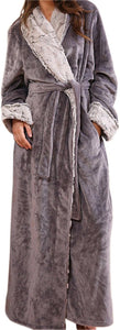 Luxury Brown Faux Fur Plush Long Sleeve Robe