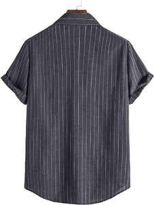 Men's Summer Floral Printed Short Sleeve A-gray Shirt