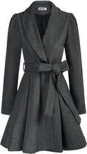 Load image into Gallery viewer, Duchess of York Grey Wool Puff Sleeve Belted A Line Pea Coat