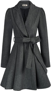 Duchess of York White Wool Puff Sleeve Belted A Line Pea Coat