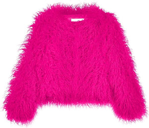 Black Shaggy Faux Fur Fluffy Winter Jacket