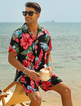 Load image into Gallery viewer, Casual Men&#39;s Purple Vacation Style Shirt &amp; Shorts Set