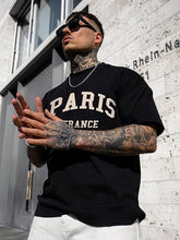 Load image into Gallery viewer, Men&#39;s Paris Printed Short Sleeve Black T-Shirt