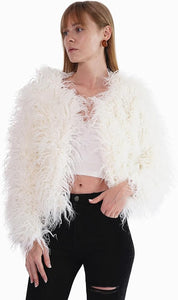 White Shaggy Faux Fur Fluffy Winter Jacket