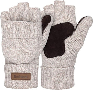 Soft Winter Knit Dark Grey Fingerless Glove Mittens