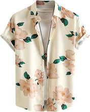 Load image into Gallery viewer, Men&#39;s Summer Floral Printed Short Sleeve A-light Coffee Shirt