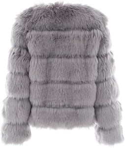 Winter Wonderland Blue Faux Fur Long Sleeve Jacket