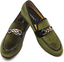 Load image into Gallery viewer, Men&#39;s Formal Lime Green Velvet Fashionable Dress Loafer Shoes