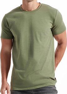 Men's Casual Khaki Crew Neck Short Sleeve T-Shirt