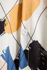 Men's Summer Floral Printed Short Sleeve D-white Shirt