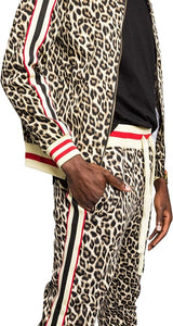 Leopard Brown Men's Side Stripe Zipper Jacket Tracksuit