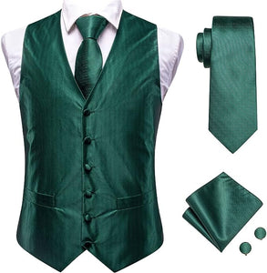 Men's Green Paisley Sleeveless Formal Vest