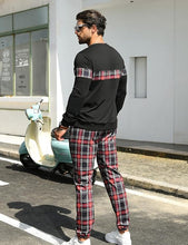 Load image into Gallery viewer, Men&#39;s Black &amp; Khaki Plaid Sweatsuit and Pants Jogger Set