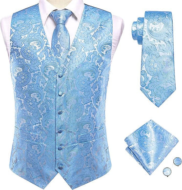Men's Light Blue Sleeveless Formal Vest