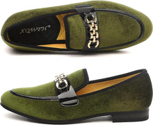 Load image into Gallery viewer, Men&#39;s Formal Lime Green Velvet Fashionable Dress Loafer Shoes