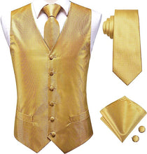 Load image into Gallery viewer, Men&#39;s Ivory Gold Sleeveless Formal Vest