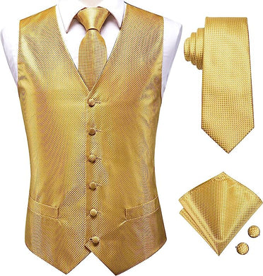 Men's Satin Gold Sleeveless Formal Vest