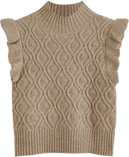 Load image into Gallery viewer, Hunter Green Ruffle Armhole Casual Mock Neck Sweater Vest