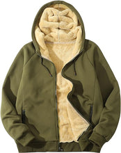 Load image into Gallery viewer, Men&#39;s Khaki Fleece Lined Thick Warm Long Sleeve Hoodie