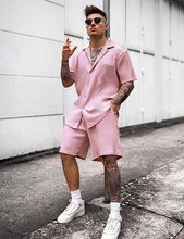 Load image into Gallery viewer, Men&#39;s Ocean Drive Pink Short Sleeve Shirt &amp; Shorts Set
