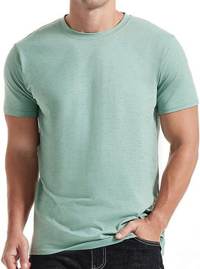 Men's Casual Light Green Crew Neck Short Sleeve T-Shirt