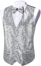 Load image into Gallery viewer, Men&#39;s Sequin Red Formal Sleeveless Suit Vest w/Bowtie