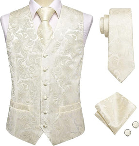 Men's Silver Paisley Sleeveless Formal Vest