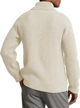 Load image into Gallery viewer, Men&#39;s Brown Knit Shawl Ribbed Button Knit Long Sleeve Cardigan