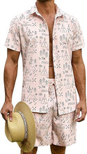 Load image into Gallery viewer, Men&#39;s White Aztec Print Short Sleeve Summer Shorts Set