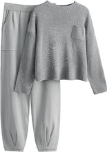 Load image into Gallery viewer, Modern Comfort Soft Knit Black Tracksuit Loungewear Set