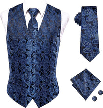 Load image into Gallery viewer, Men&#39;s Silver Paisley Sleeveless Formal Vest