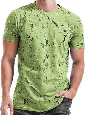 Men's Green Abstract Fashion Print Short Sleeve T-Shirt