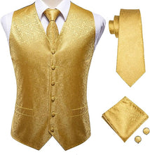 Load image into Gallery viewer, Men&#39;s Blue/Gold Sleeveless Formal Vest