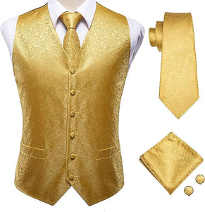 Men Dark Gold Sleeveless Formal Vest