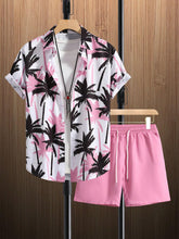 Load image into Gallery viewer, Men&#39;s Blue Tropical Short Sleeve Shirt &amp; Shorts Set
