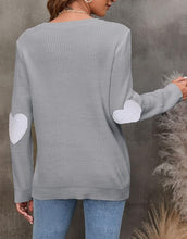 Load image into Gallery viewer, Light Grey Hearts Knit Long Sleeve Sweater Top