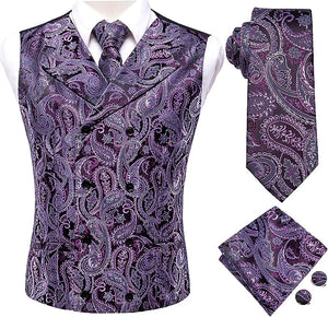 Men's Plum Purple Paisley Sleeveless Formal Vest