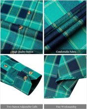 Load image into Gallery viewer, Men&#39;s Plaid Flannel Teal/Black Long Sleeve Button Down Casual Shirt